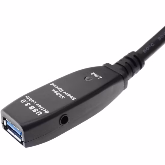 USB3.0-Verlängerungskabel A-Stecker auf A-Buchse mit Stromversorgung, 15 m