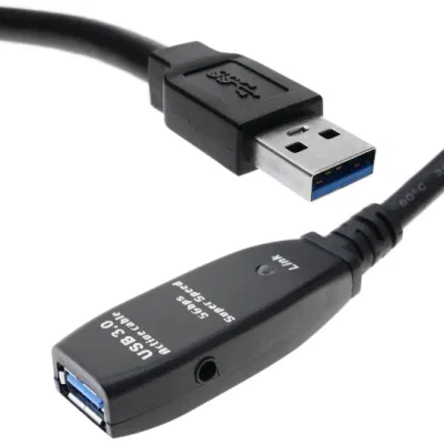 USB3.0-Verlängerungskabel A-Stecker auf A-Buchse mit Stromversorgung, 30 m